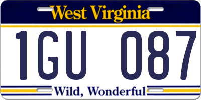 WV license plate 1GU087