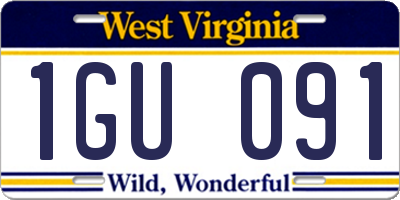 WV license plate 1GU091