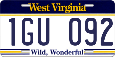 WV license plate 1GU092