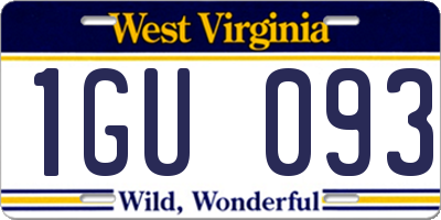 WV license plate 1GU093