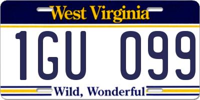 WV license plate 1GU099