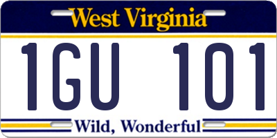 WV license plate 1GU101