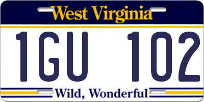 WV license plate 1GU102