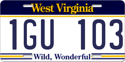 WV license plate 1GU103