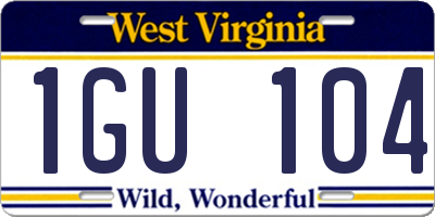 WV license plate 1GU104