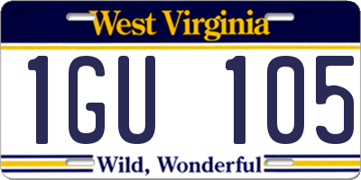 WV license plate 1GU105