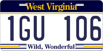 WV license plate 1GU106
