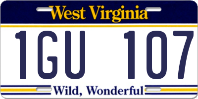 WV license plate 1GU107