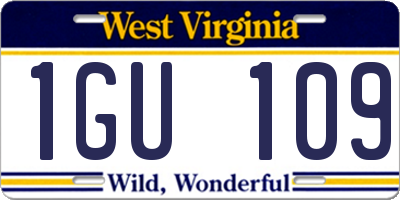 WV license plate 1GU109