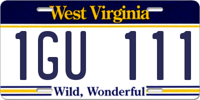 WV license plate 1GU111