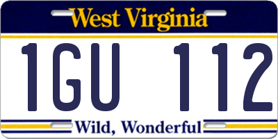 WV license plate 1GU112