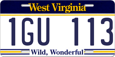 WV license plate 1GU113