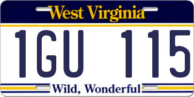 WV license plate 1GU115