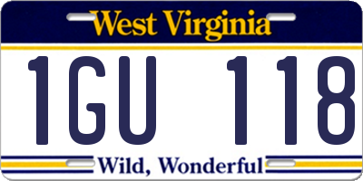 WV license plate 1GU118