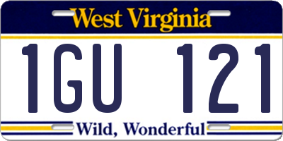 WV license plate 1GU121