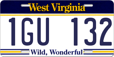 WV license plate 1GU132