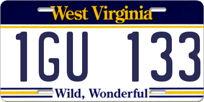 WV license plate 1GU133