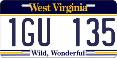 WV license plate 1GU135