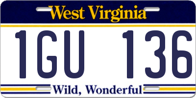 WV license plate 1GU136