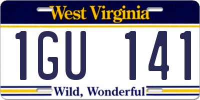 WV license plate 1GU141