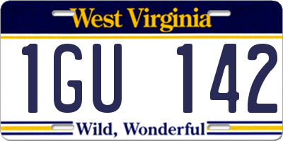 WV license plate 1GU142