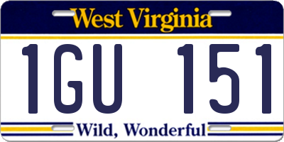 WV license plate 1GU151