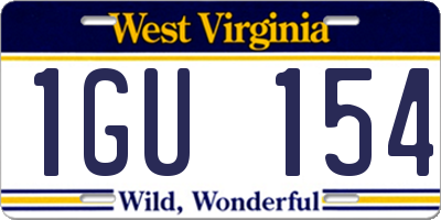 WV license plate 1GU154