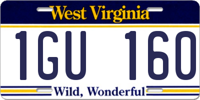 WV license plate 1GU160