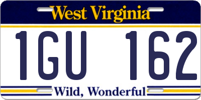 WV license plate 1GU162