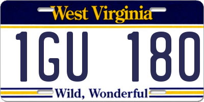 WV license plate 1GU180