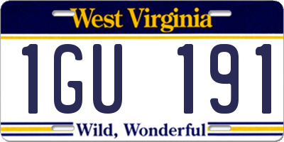 WV license plate 1GU191