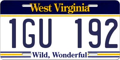 WV license plate 1GU192
