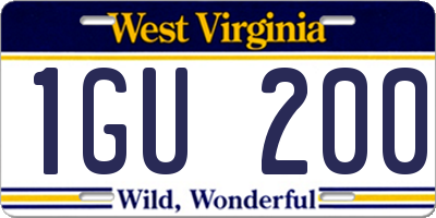 WV license plate 1GU200