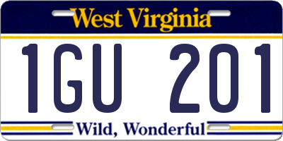 WV license plate 1GU201