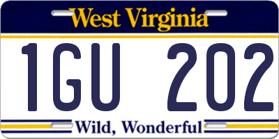 WV license plate 1GU202