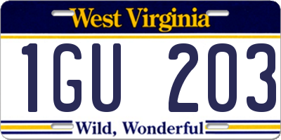 WV license plate 1GU203