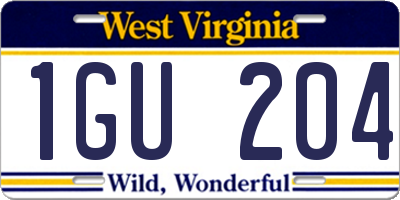 WV license plate 1GU204
