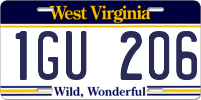 WV license plate 1GU206