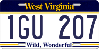 WV license plate 1GU207