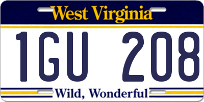 WV license plate 1GU208