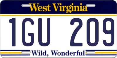 WV license plate 1GU209