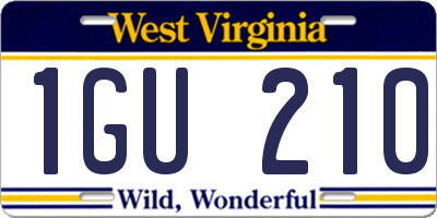 WV license plate 1GU210