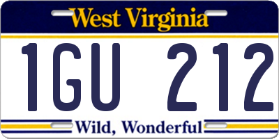 WV license plate 1GU212