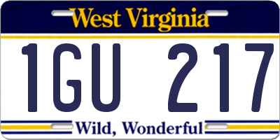 WV license plate 1GU217