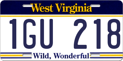 WV license plate 1GU218
