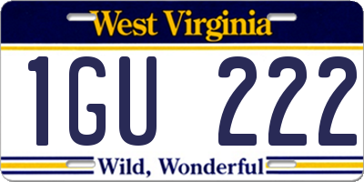 WV license plate 1GU222