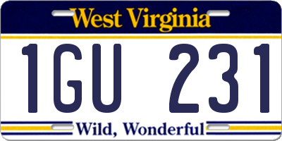 WV license plate 1GU231
