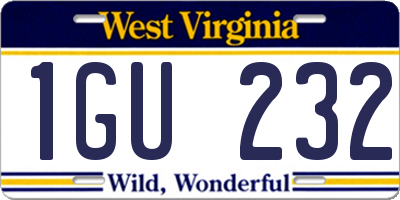 WV license plate 1GU232