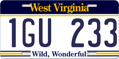 WV license plate 1GU233