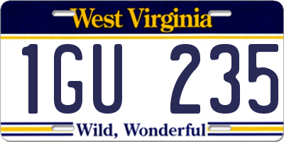 WV license plate 1GU235